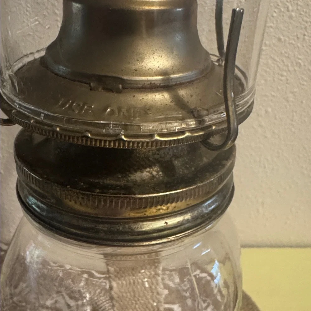 Vintage Style Jar Glass Oil Lantern Complete